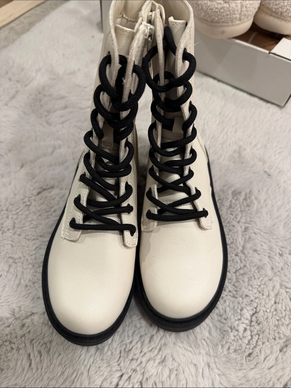 Cream Lace-Up Boots -art class girls 13
